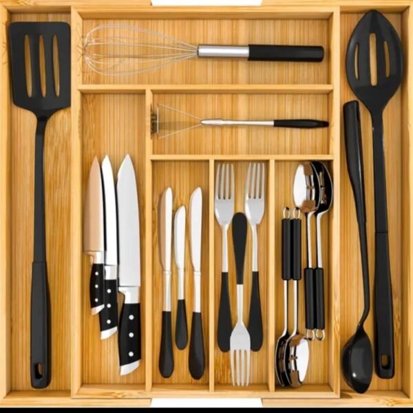 Expandable Bamboo Kitchen Drawer Organizer